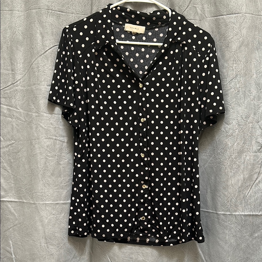Polka Dot Button-Up Blouse